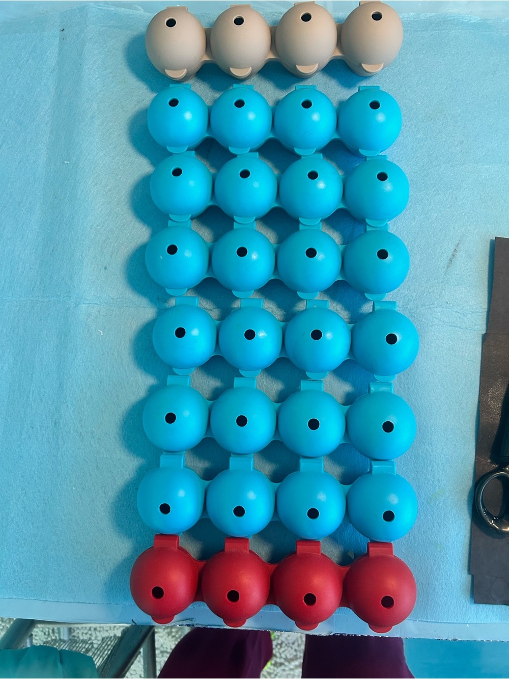 8- Silicone Ice Ball Mold - Bright Blue, red, tan